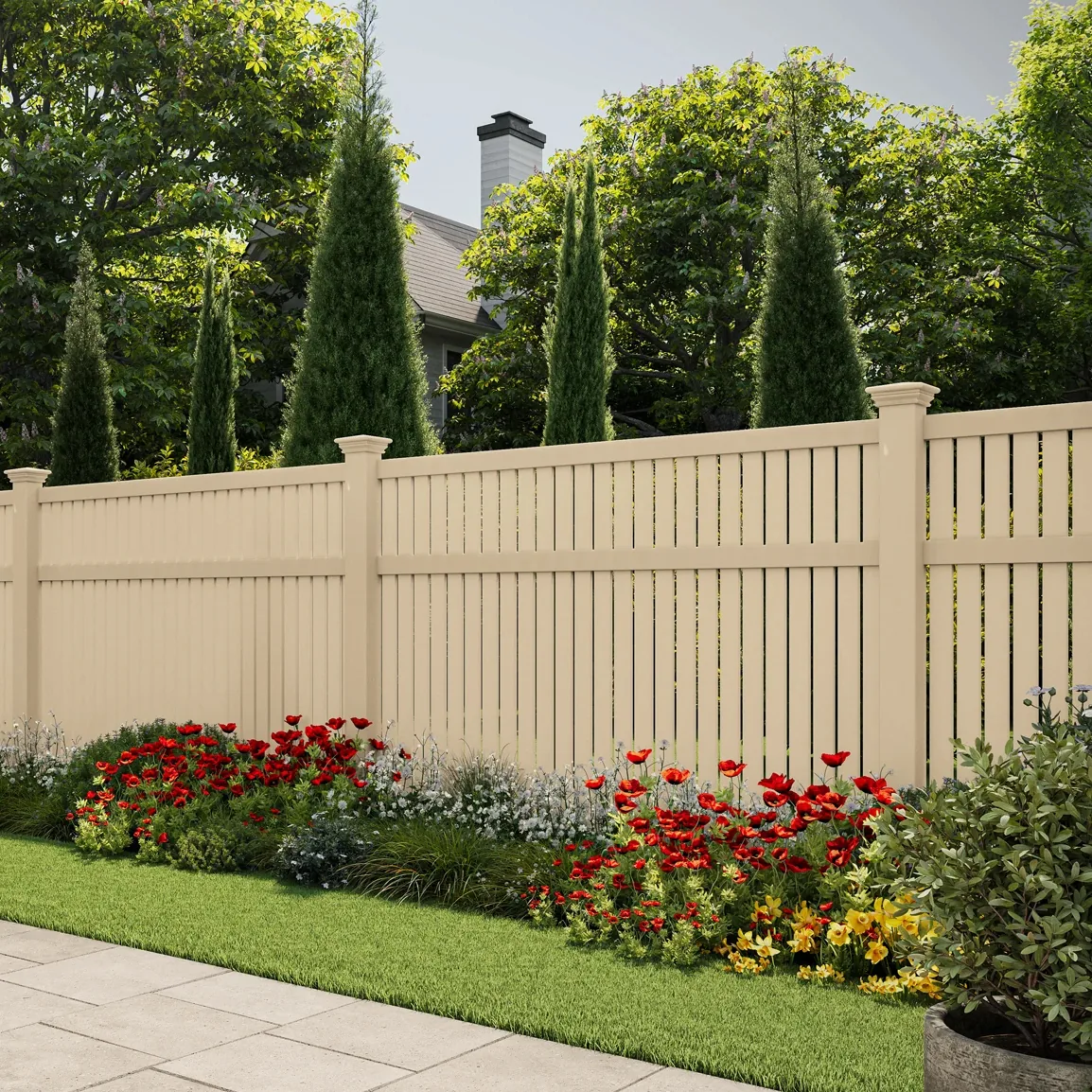 Tan Folly Semi-Privacy Fence