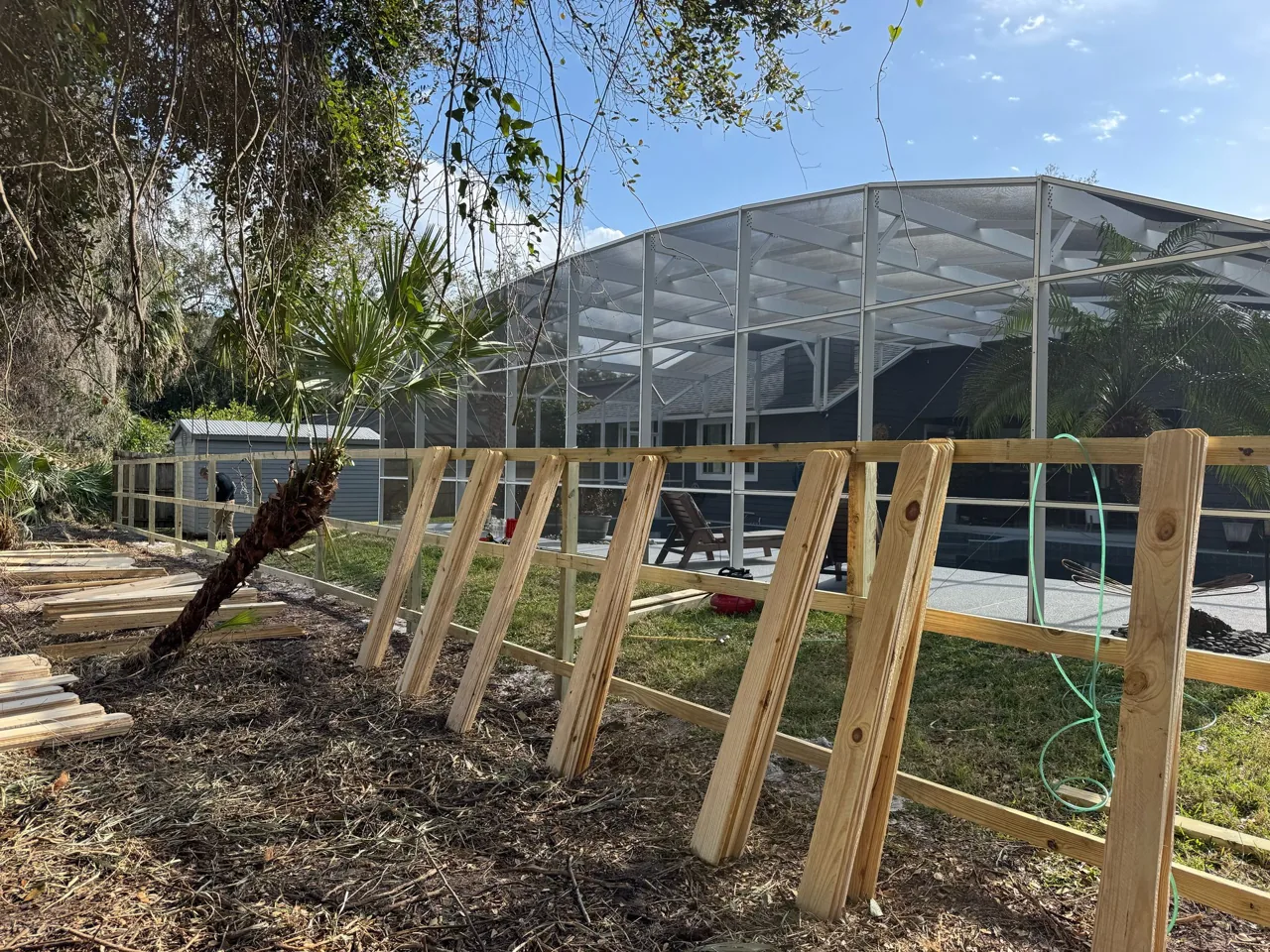 Natural wood Fence installation