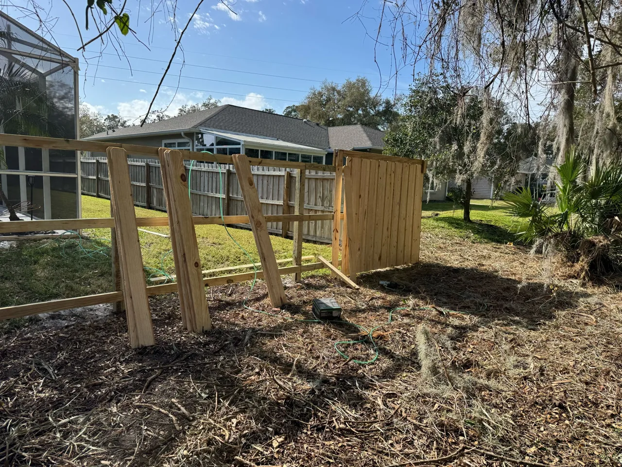 Natural wood Fence installation