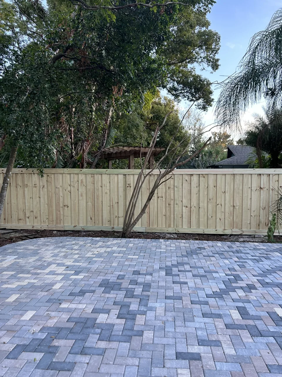 Natural wood Wood fence